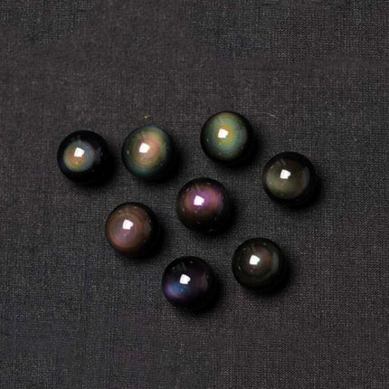 Natural Obsidian Rainbow Eye Transfer Good Luck Pearl Pendant Necklace Polyester Rope Chain Necklace Jewelry For Woman