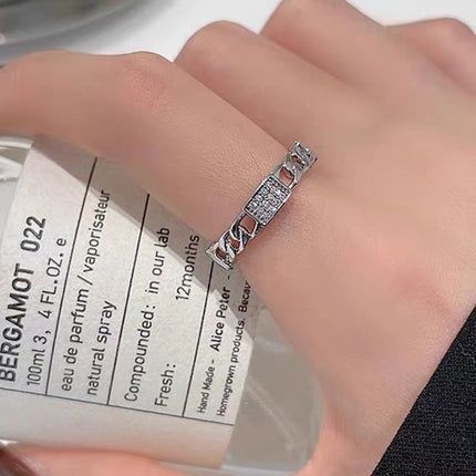 Silwer Sirkoon Vintage Persoonlikheidsring Vir Vroue, Pragtige Wysvingerring, Verstelbare Oop Ring Nuwerwets