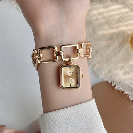 Vroue Dekoratiewe Horlosie Met Vierkantige Hanger En Armbandstyl