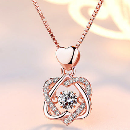 925 Silver Rose Gold Pendant Clavicle Chain