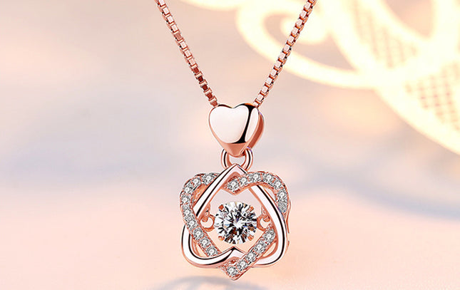925 Silver Rose Gold Pendant Clavicle Chain