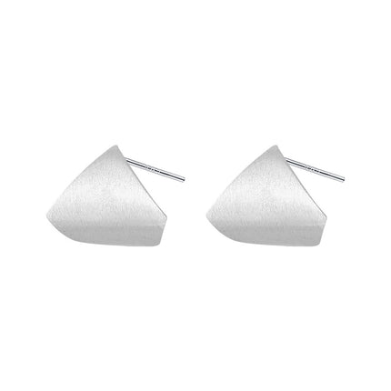 925 Silver Needle Frosted Brushed Geometric Ear Studs Women