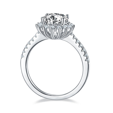 ’n Luukse en Modieuse Ligte Luukse Juweliersware S925 Platina-geplateerde Silwer Ringstel van 2 karaat met Topgehalte Moissanite