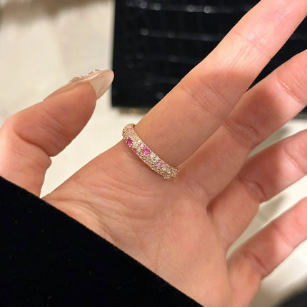 Gradient Diamond Ring Starry Sky Inlaid Rhinestone Ring Sweet Elegant Row Diamond