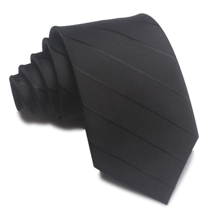 8CM Polyester Jacquard Striped Tie Men's Business Formal Red Black Blue