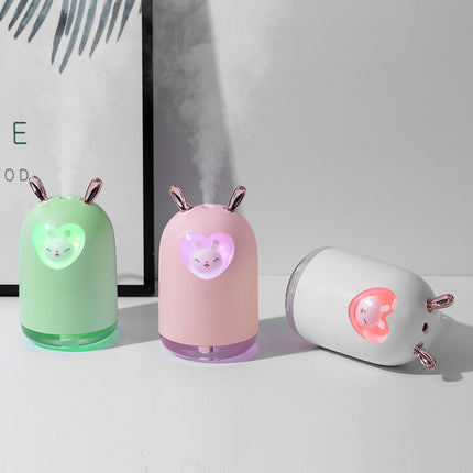 Pragtige Konyn Lugbevogtiger 300ML Oulike Troeteldier Ultrasoniese Koele Mis Aroma Olieverspreider Romantiese Kleur LED Lamp USB Bevogtiger