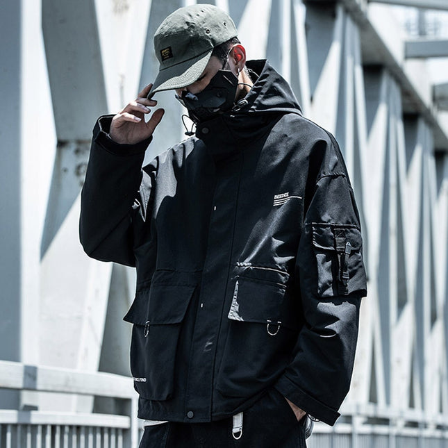 Multi pocket hooded cargo jacket