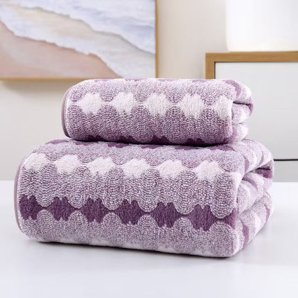 Wide Stripe Dark Stripe Coral Velvet Printing Towels Suit