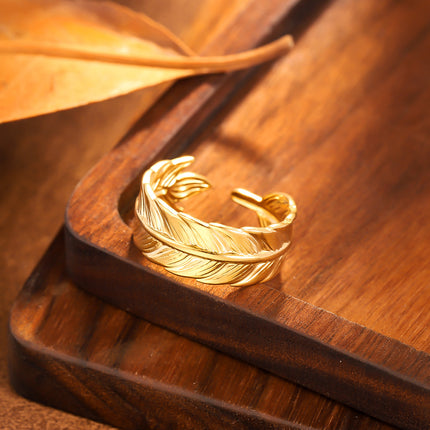 INS Style High-End Titanium Steel Ring, Gold Plated Stainless Steel, Anti-Fade All-Match Band