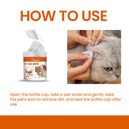 Yegbong Pet Ear Wipes Pet Ear Cleaning Anti-Odor Anti-Ear Mite Earwax Cleaning Wipes