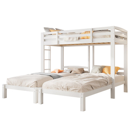 Stapelbed Drie Slapers Met Sywaartse Leer Vir Kinders En Tieners 3FT, Wit 90x190cm,90x200cm Matras Nie Ingesluit Nie