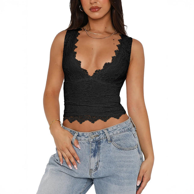 Y2g Hot Girl Style Lace Edge T-shirt Vest For Women