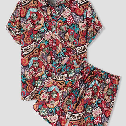 Men's Casual Fashion Printed Short Sleeve Shirt