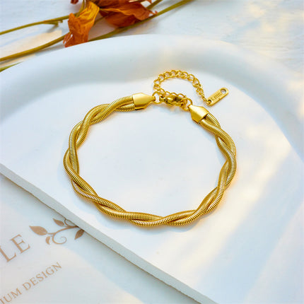 Eenvoudige Neutrale Geweefde Gedraaide Vergulde Halssnoer Armband