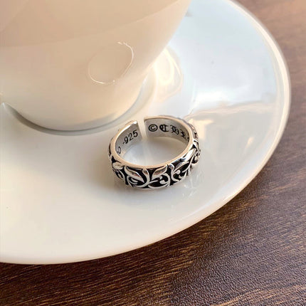 925 Sterling Silwer Ouerwetse Thaise Silwer Ring Vir Mans, Hip Hop Vet Stylvolle Wysesvingerring, Anti-Tand Verpersoonlikheidsjuweliersware