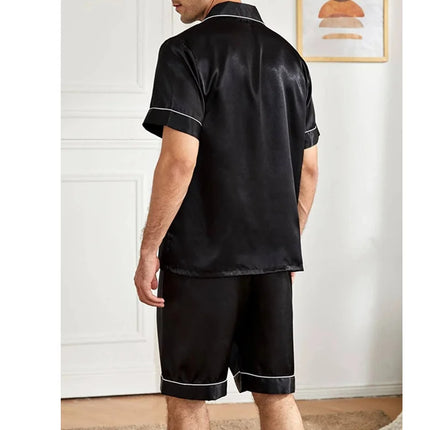 Summer Matte Satin Lapel Casual Homewear Suit Breathable Thin Short-sleeved Shorts