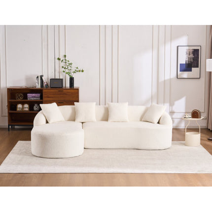 LY-022 GRIJS KOMPRESSIESOFA Kombinasie Rusbank Met 3-sitplek, Houtgraan Chenille Stof, Volle Spons Kompressiesofa, Gekombineerde Sofa Met 4 Kussings Vir Sitkamer Meubels Woonstel