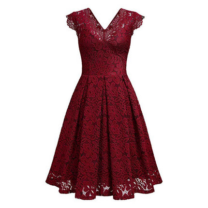 V-neck sleeveless lace dress