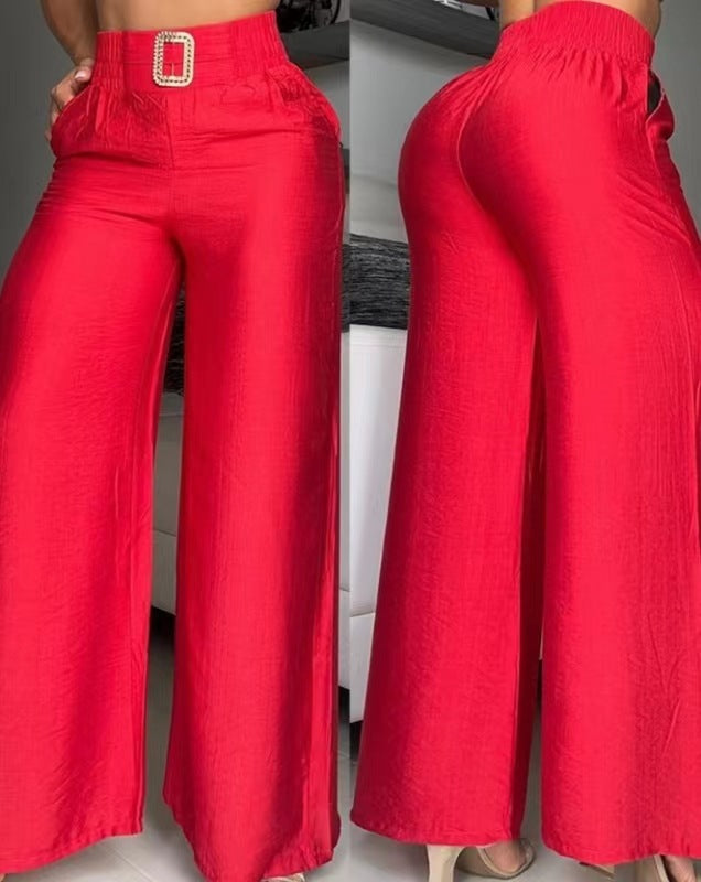 Wide Leg High Waist Loose And Slimming Metal Decorative Speakers Trousers