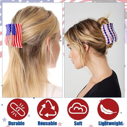 3Pcs American Flag Shaped Claw Clips USA Patriotic 4th Of July Design Hair Accessories Red White And Blue Hair Clips For Independence Day Veterans' Day -Give A Family Hair Clip As A Gift