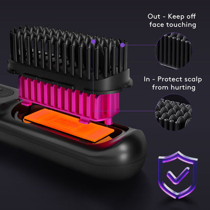 2-in-1 Reguit Haarkam Draadlose Haarglatmaker Borsel Haar Vinnige Verhitting Draagbare Warm Kruller USB-laai