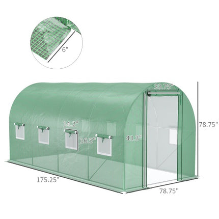 Walk In Tunnel Circular Greenhouse With Mesh Doors And 8 Windows