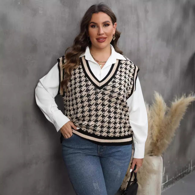 Houndstooth Leisure Vest Top For Women
