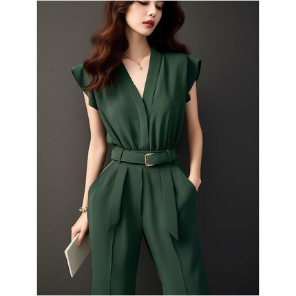 Women's High-grade Green Jumpsuit For Spring And Summer Chic Chanel-style