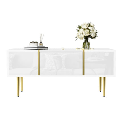 Wit Hoogglans Koffietafel, Modern En Eenvoudig, Met 2 Laaie