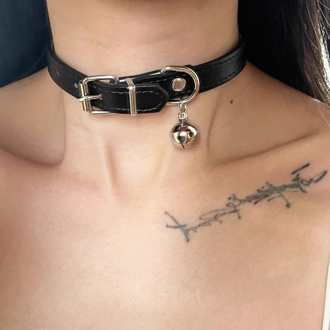 Swart Klein Klokkie Vorm Halssnoer Choker Nekband