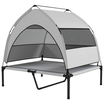 Elevated Dog Bed With Removable Canopy, Portable Outside Raised Pet Cot With Cooling Pad, Storage Bag, 42 X 30 X 37