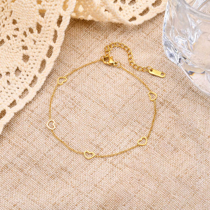 1 Piece Stainless Steel Five Hollow Heart Shaped Love Anklets