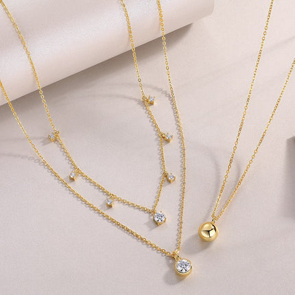 1-carat Luxury Fashion Minimalist Trend Jewelry Silver Pendant Necklace With Top-quality Moissanite, S925 Silver Electroplated With Gold