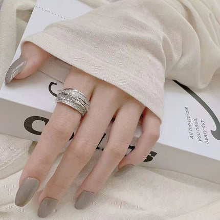 Silwer Sirkoon Vintage Persoonlikheidsring Vir Vroue, Pragtige Wysvingerring, Verstelbare Oop Ring Nuwerwets