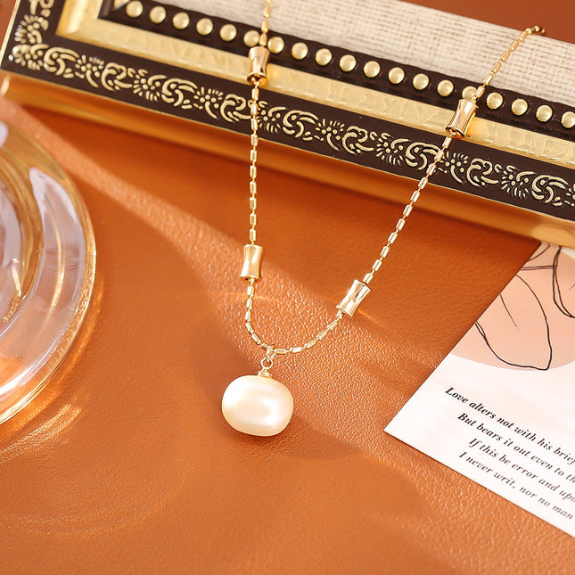 Sugar Pearl Bamboo Necklace High-end Fashion Simple Stud Earrings