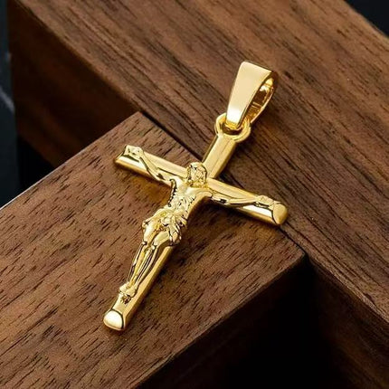 Cross Pendant Necklace Plated With Real Gold, Not Easy To Fade