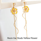 Resin Ear Studs Yellow Flower