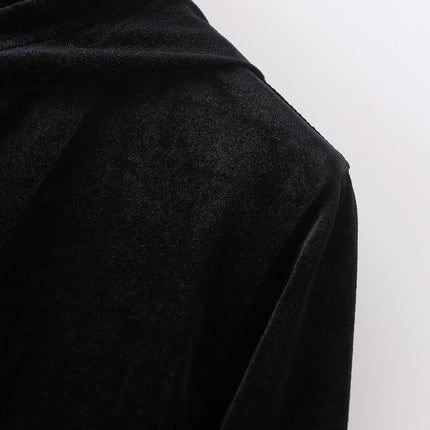 Women's Slim Fitting Velvet Hooded Jumpsuit