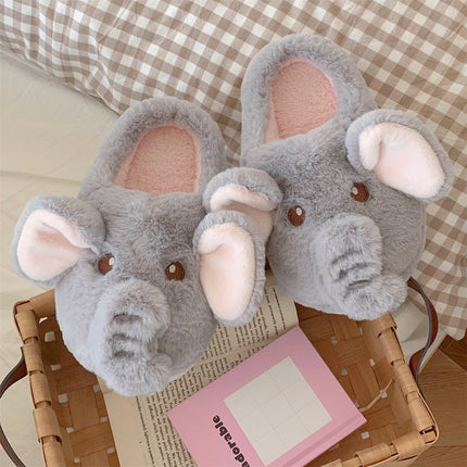 Creative Three-dimensional Elephant Winter Cotton Slippers Female Plush Warm