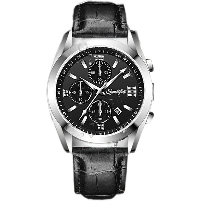 Business Casual Simple Fashion Leather Belt Round Men's Watch