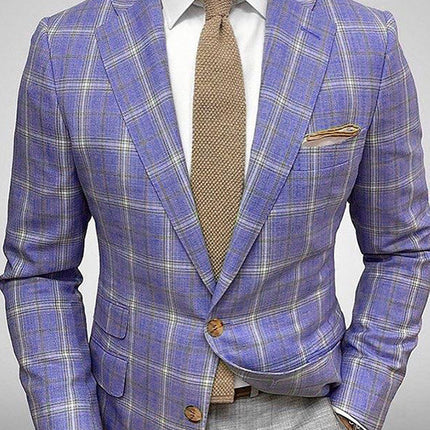 Light Business Men's Suit Printed Checks Coat