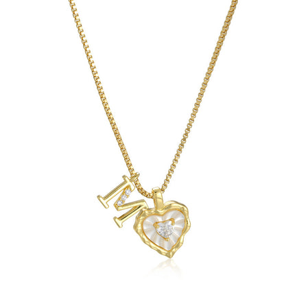Diamond-encrusted Heart-and-letter Necklace Fashionable