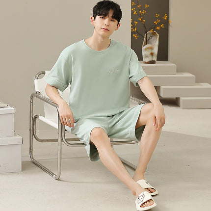 Men's Soft Short Sleeve 2 Casual Plus Size Pajamas Suit