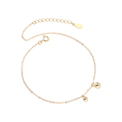 925 Sterling Silwer Klein Ronde Krale Ketting Enkelband Vroue S'n Eenvoudig