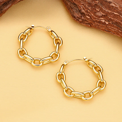 Euro-Amerikaanse Instagram-styl Vlekvrye Staal Skakelketting C-vormige Oorbelle