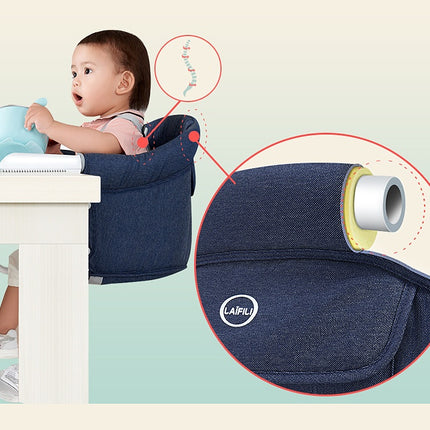 Portable Foldable Baby Highchair Safety Belt Infant Feeding Chair Booster Seat Harness Dinner Lunch Washable Hook-on Chair