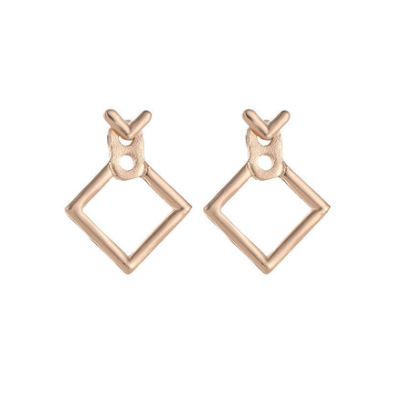 Hollow Diamond Square Stud Earrings