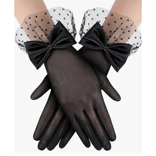 Vintage Mesh Gloves Bridal Wedding Bow Gloves