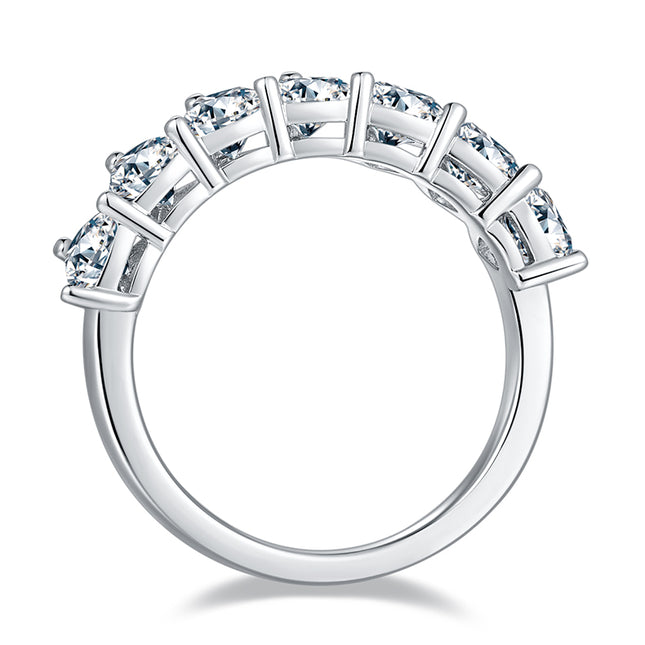'n Luukse en Modieuse Ligluukse Juweliersware Silwerring Beset Met Topgehalte Moissaniet, S925 Silwer Geplateer Met Platinum