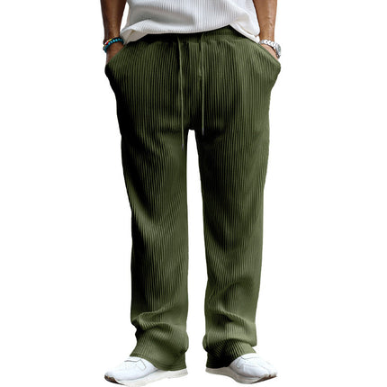 Men's Casual Trousers Loose Straight High Waist Wide Leg Pants